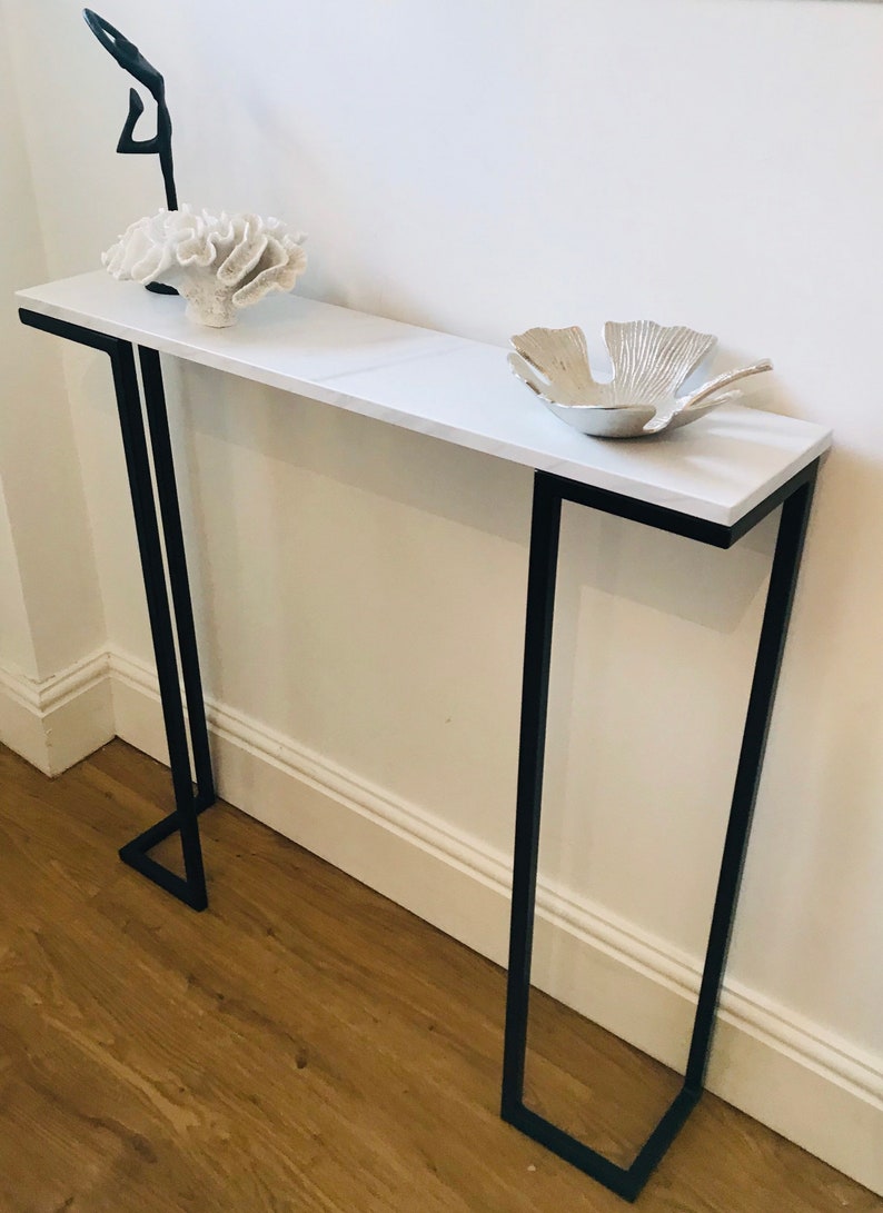 CONSOLE TABLE marble effect top in a gloss or matt finish. Etsy
