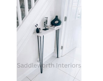 CONSOLE TABLE- High quality marble effect top. Available in a matt or high gloss finish! Any height legs available!!