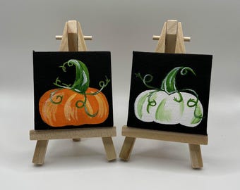 Pumpkin Mini Paintings Set- Mini Painting - Hand Painted - Mini Canvas