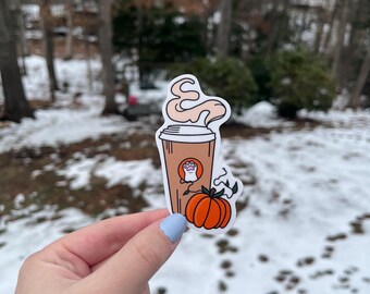 Pumpkin Spice Latte Sticker - PSL - Pumpkin Sticker - Fall Sticker - Vinyl Sticker - Matte - Waterproof Sticker - Weatherproof Sticker