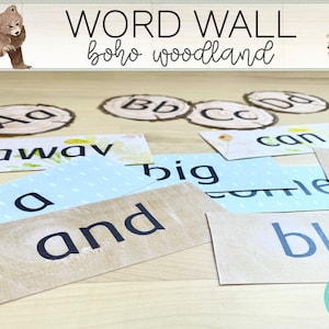 Word Wall |  Elementary Classroom Decor Bundle | Boho Woodland Theme | Editable | Minimalist