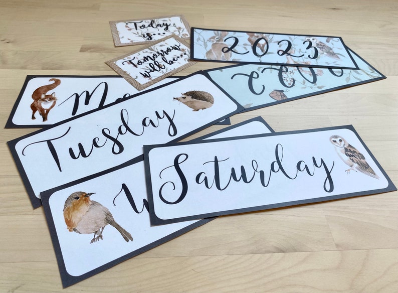 Calendar Elementary Classroom Decor Bundle Boho Woodland Etsy