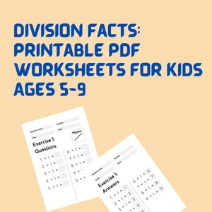 multiplication facts printable pdf worksheets for kids ages etsy
