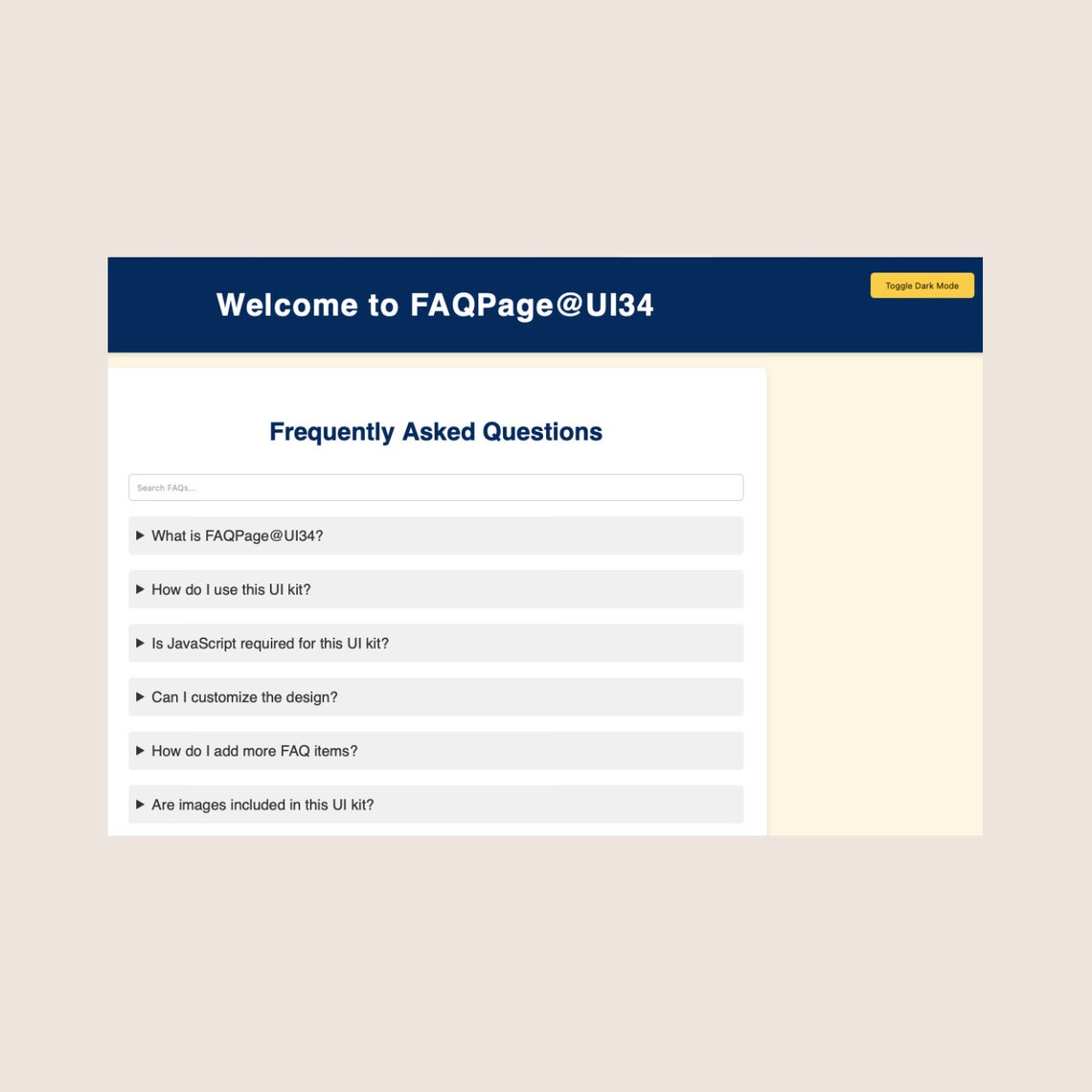Customizable FAQ Page UI Template Pre-made Frequently Asked Questions ...