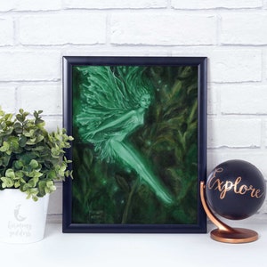 Green Fairy Art print/ woodland magic for fae folk druids and pagans / faerie magic art / pagan altar art