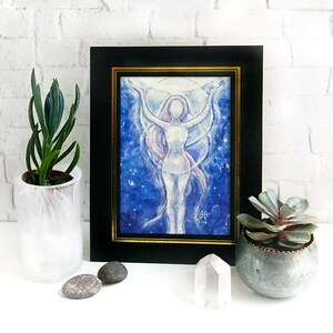 Moon Goddess Altar Print - drawing down the moon, nature goddess art, wiccan gift, pagan gift, blue moon magic