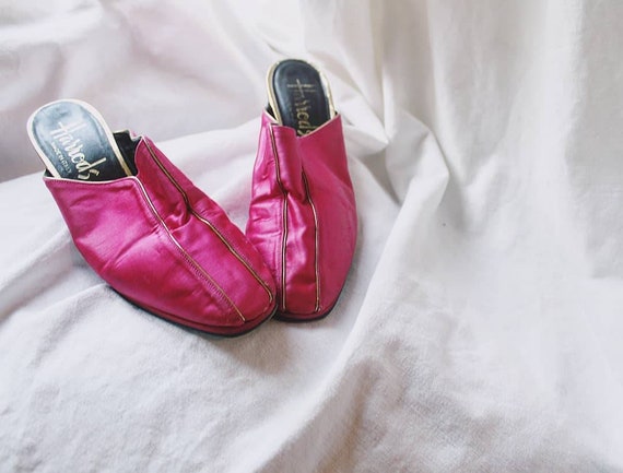 cerise pink block heel shoes