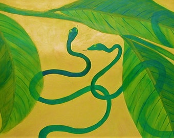 Original SNAKE Acrylic on Paper Painting Signed by Artist (16" x 51") Free Expedited Shipping!