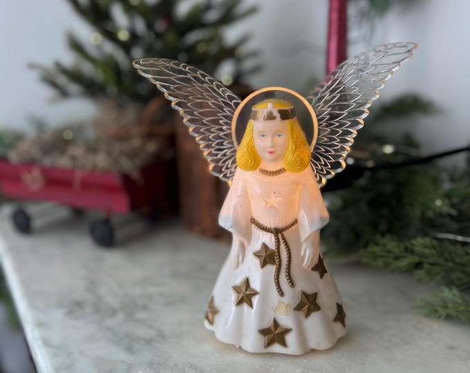1950s Paramount Tree Topper Angel - Plastic - White Dress With Gold ...