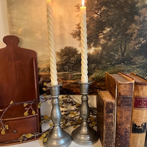 High Quality Weighted Pewter Candlestick Holders by Woodbury Pewterers - Vintage - Colonial Revival Reproduction - Connecticut