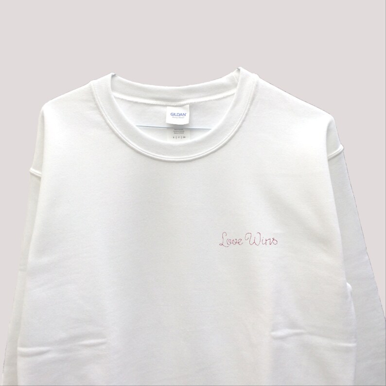 Gay Pride Love Is Love Pride Tops Crew Neck Love Wins White Sweater Ladies Tops Embroidered