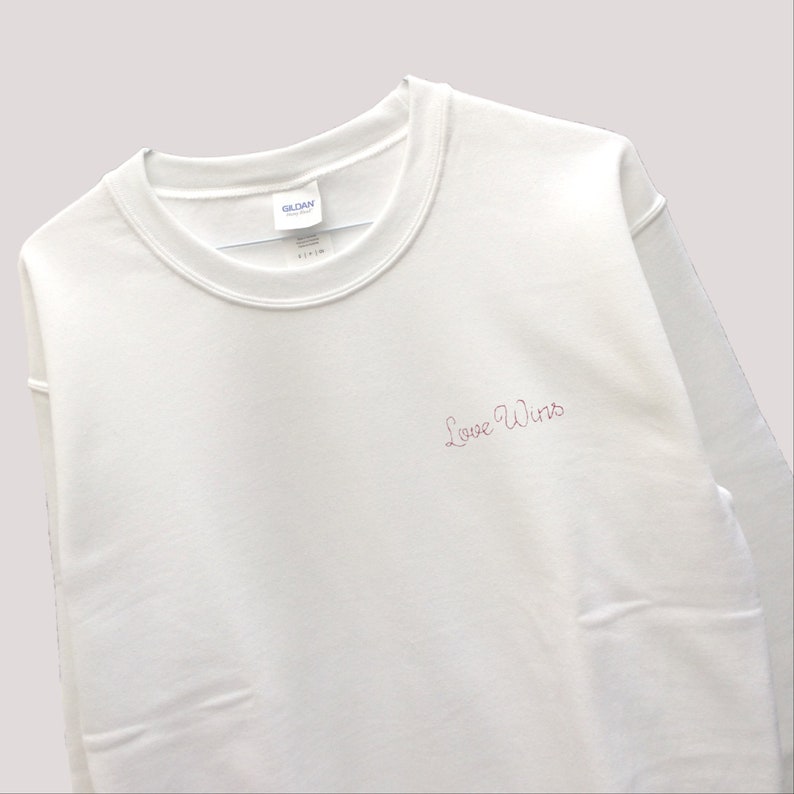 Gay Pride Love Is Love Pride Tops Crew Neck Love Wins White Sweater Ladies Tops Embroidered