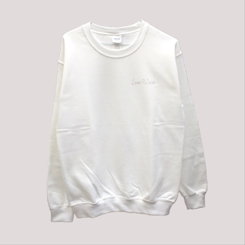 Gay Pride Love Is Love Pride Tops Crew Neck Love Wins White Sweater Ladies Tops Embroidered