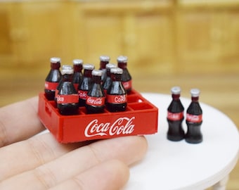 Miniature Dollhouse Accessories Coke freezer filled with Ice /& Coke Bottles 1//12