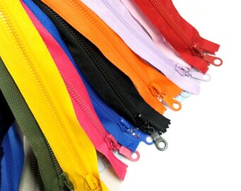 Open end zip resin zippers for bags or clothes zips colorful 12 pieces