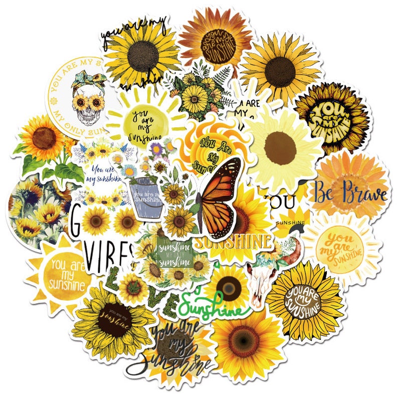 Sunflower Stickers Pack Cute Stickers for Laptop Floral Etsy