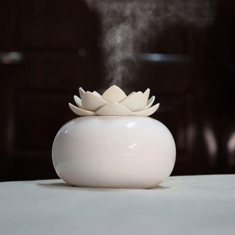 Ceramic lotus flower air humidifier mist diffuser electric Etsy