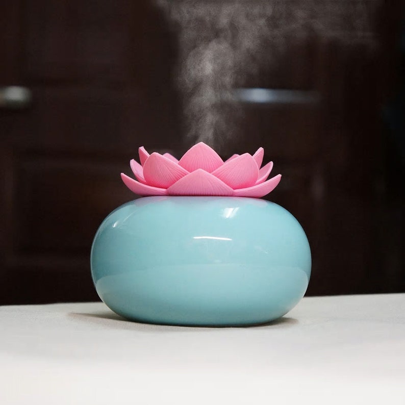 Ceramic lotus flower air humidifier mist diffuser electric Etsy