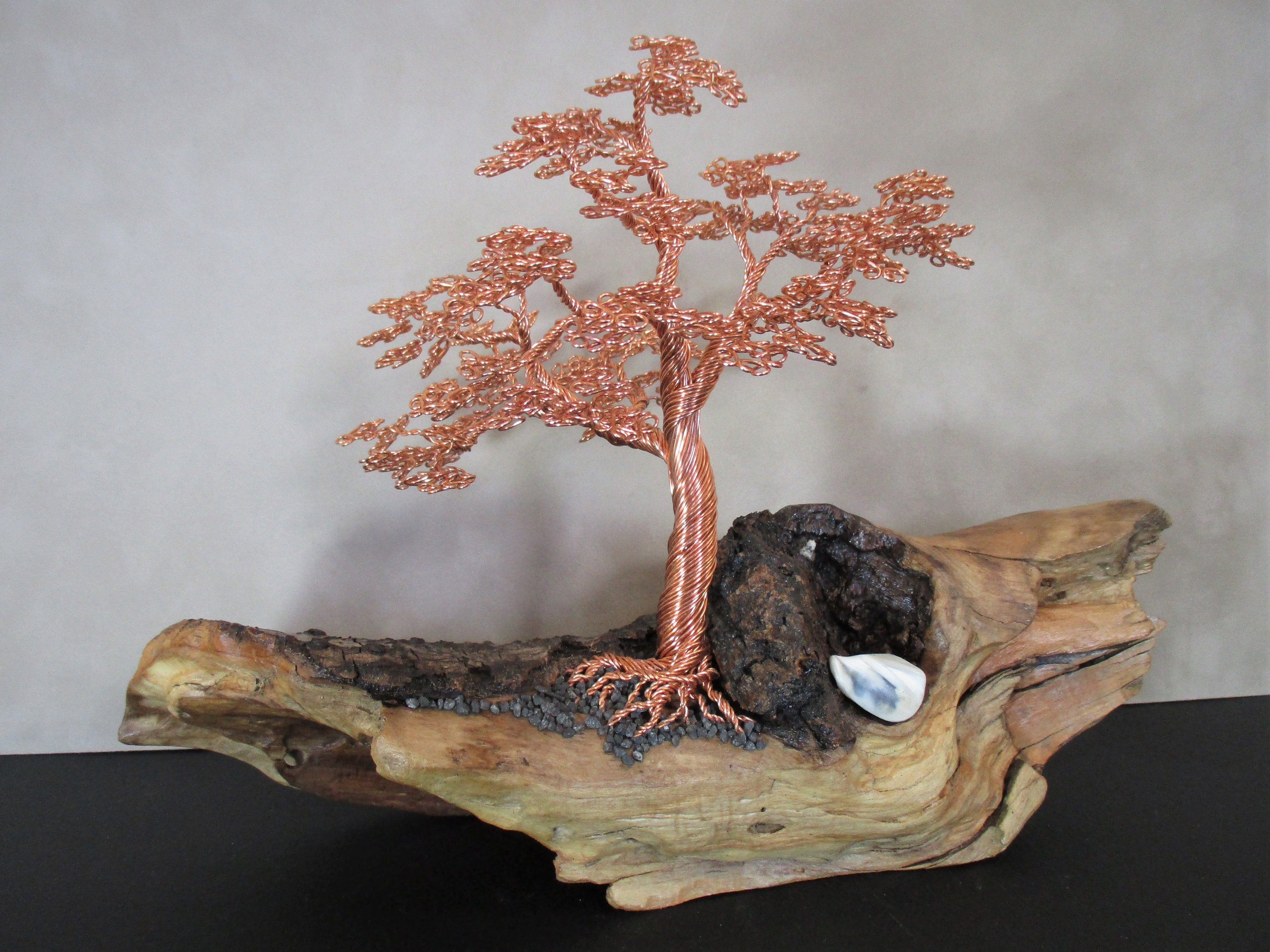 Copper wire tree on driftwood Etsy