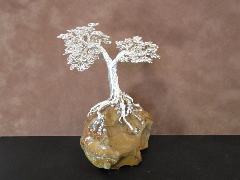 Silver Wire Tree on Unique Rock Etsy