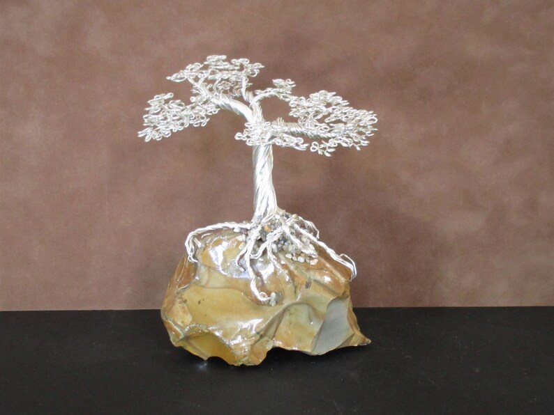 Silver Wire Tree on Unique Rock Etsy