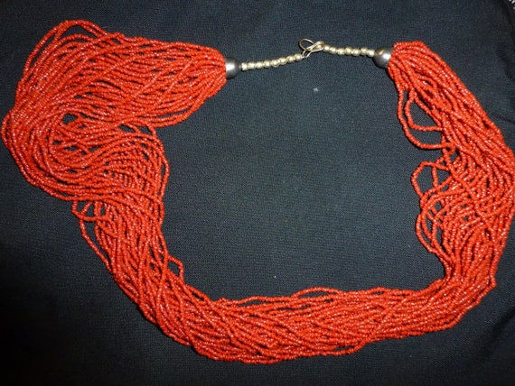 30 Strand Coral color beaded necklace - image 2