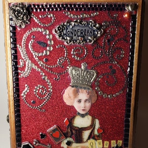 The Queen of Hearts Wonderland Re-imagined - A One of A Kind, Handmade Keepsake Box