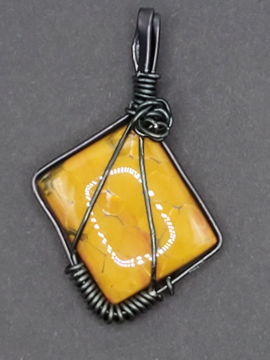 Yellow Jasper Spotted Stone Wire Wrapped Necklace Etsy