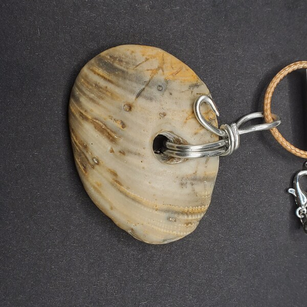 Hag Stone Necklace Ocean Stone Pendant Natural Necklace for Men Gift for Women Fairie Stone Jewelry Gift Idea for Beach Lover Unpolished