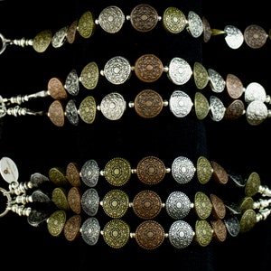 Metal Coin Multi-Color Bracelet One Two or Three-Strand