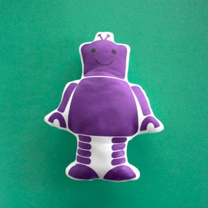Robot, Robot Plush Pillow, Robot Pillow, Kids Pillow, Nursery Toy, Robot Nursery, Purple Robot, Kids Gift, Robot Gift, Green Robot Cushion