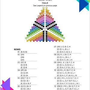 Pode incluir: Um gr&aacute;fico colorido com um padr&atilde;o em forma de estrela feito de quadrados pequenos. O gr&aacute;fico est&aacute; etiquetado como "FACE 2 - STAR FACE" e inclui instru&ccedil;&otilde;es para fazer um design de contas em forma de estrela. O gr&aacute;fico est&aacute; dividido em linhas, com cada linha etiquetada com um n&uacute;mero e uma combina&ccedil;&atilde;o de letras e n&uacute;meros.
