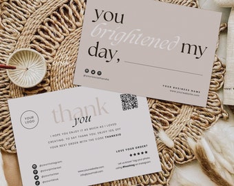 Editable Thanks For Your Purchase Card, Small Business Thank You Card Template, Printable Business Package Insert, Customizable Canva Design