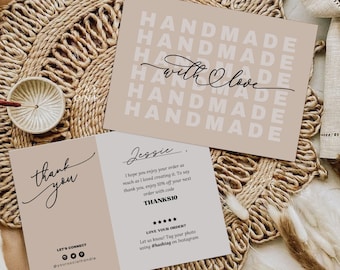 Small Business Thank You Card Template Canva, Editable Business Thank You Card Thanks For Your Order Card Printable Thank You Package Insert