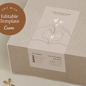 Zakelijke bedankstickers, Canva Pro-sjabloon, bewerkbaar dooszegel stickerlabel, aangepast dooslabelontwerp, afdrukbare DIY boho-labelsjabloon