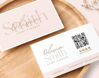 Boho Business Card Template, DIY Printable Business Card, Beige Small Business Card, Business Branding, Minimal Business Card Canva