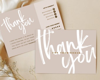 Editable Business Thank You Card, Small Business Package Insert Card, Modern Printable Thanks For Your Purchase Card, Customizable Canva
