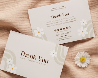 Editable Business Thank You Template, Customizable Thank You Template Canva, Client Thank You Packaging Insert, Printable Boho Floral Design