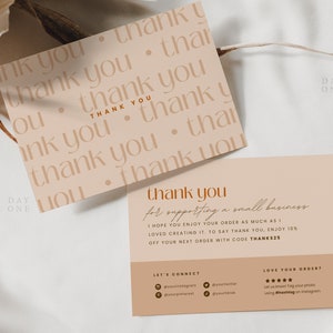 Modern Business Thank You Card, Elegant Packaging Insert Editable, Printable Boutique Thank You, Canva Template, Etsy Thanks for Your Order