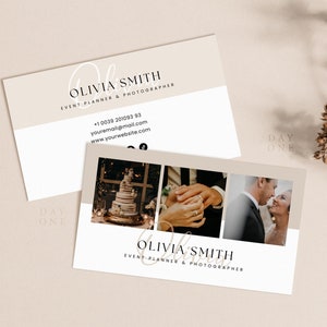 Printable Photo Calling Card, Wedding Photography, Photographer Business Card Canva Template, Boho Small Business Card Design, Event Planner