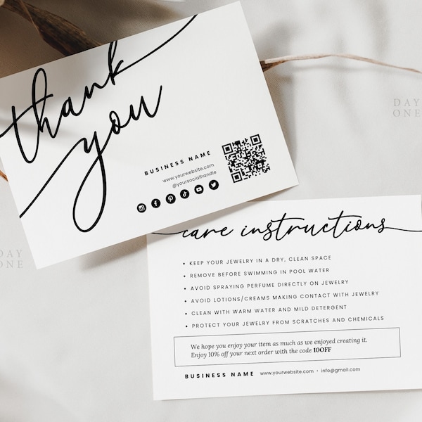 Thank You Card for Jewelry Business Etsy