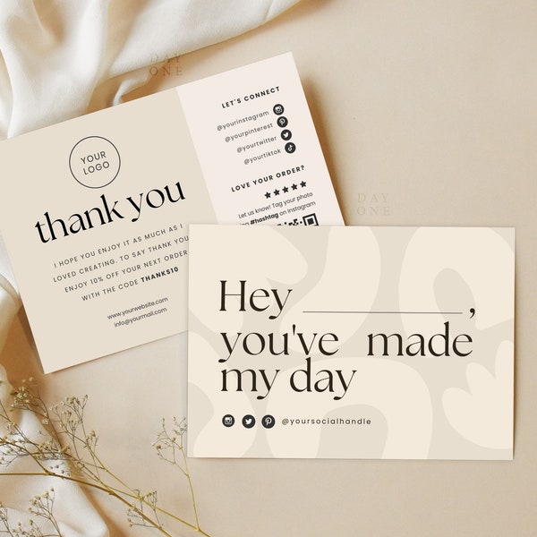 Modèle de carte de remerciement de petite entreprise Canva, insertion de paquet de remerciement imprimable, carte de remerciement d'entreprise modifiable Merci pour votre achat