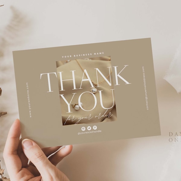 Modern Minimalist Business Thank You, Editable Canva Thank You Template, Etsy Shop Owner, Printable Small Business Thank You Card Template