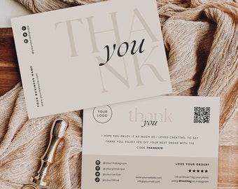 Business Thank You Card Template Digital, Printable Business Package Insert, Editable Thanks For Your Purchase Card, Custom Canva Template