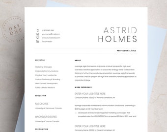 Clean Resume Template for College Student or Teacher, Academic CV Template, Minimalist Modern Page MSW Resume Template, Curriculum Vitae