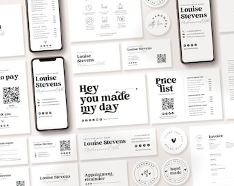 ULTIMATE Branding Starter Kit Canva Templates, Printable Small Business Thank You Cards, Editable Invoice Template, DIY Price List QR Code