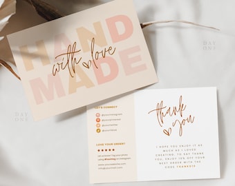 Small Business Thank You Card Editable Canva, Modern Printable Thanks For Your Purchase Card, Business Package Insert Card Customizable