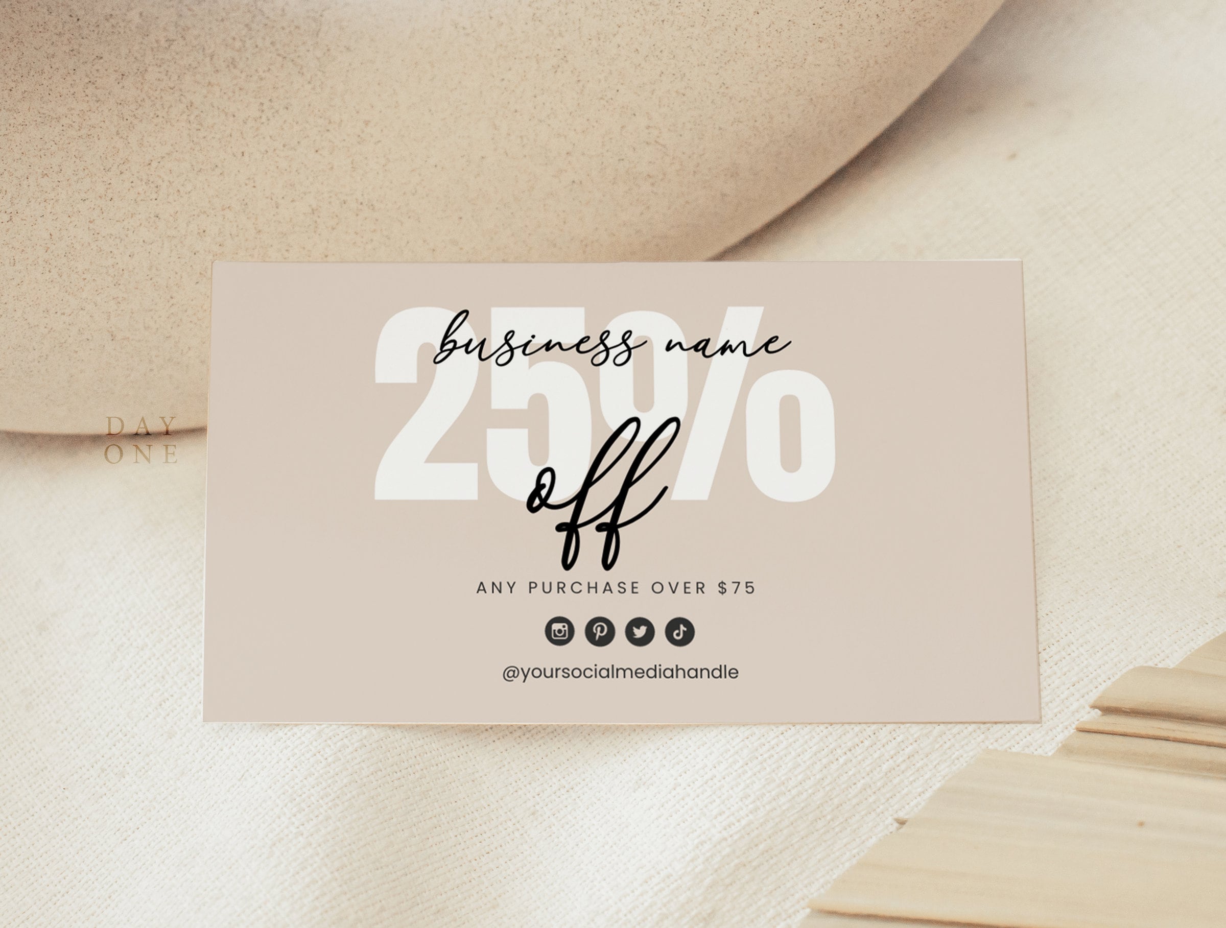 Printable Coupon Card Template, Boho Business Coupon Canva Template ...