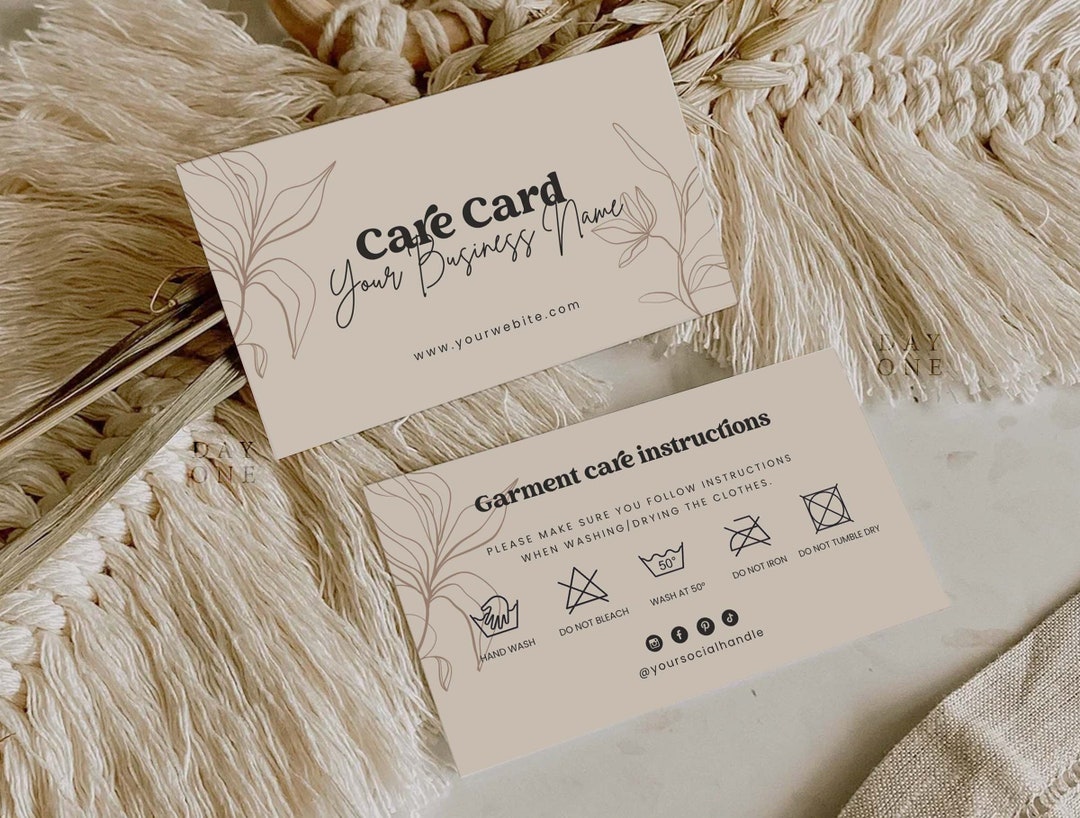 Printable Tshirt Care Card Template, Custom Garment Care Instructions, Editable Business ...