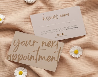 Printable Appointment Card Design, Appointment Reminder Template Canva, Custom Boho Beauty Salon Next Appt Card, Printable Client Visit Card